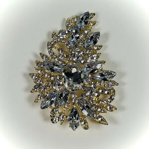 Ever Faith Crystal Wedding Flower Leaf Brooch